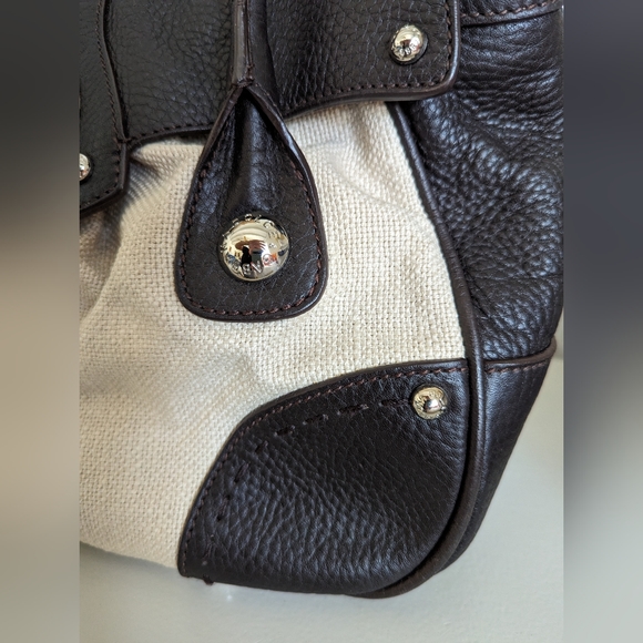 Dolce&Gabbana Beige Canvas Brown leather shoulder bag EUC Gorgeous! - Picture 3 of 9